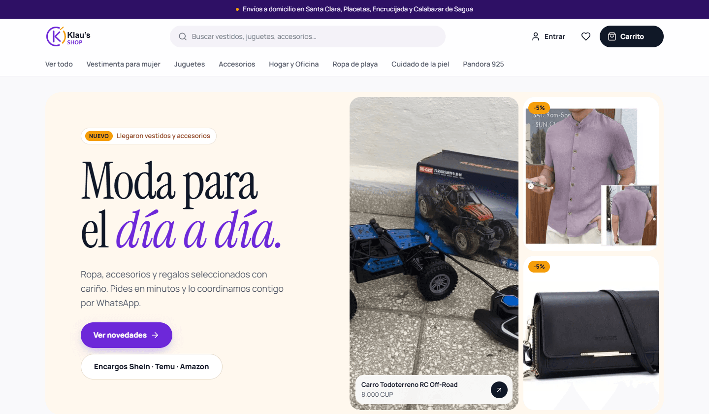 Pantalla de klauShop
