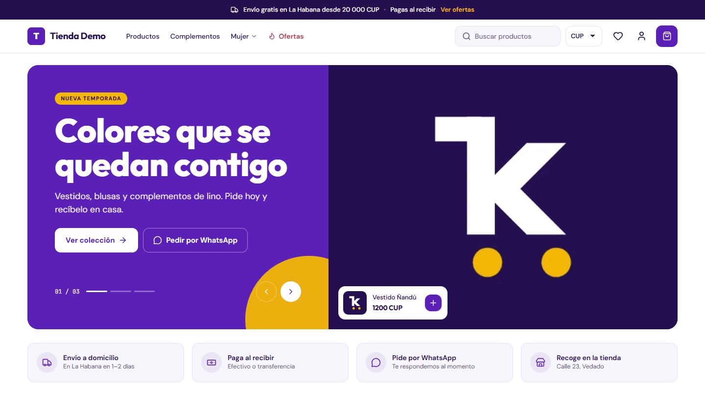 A store's home page with the Kshop theme