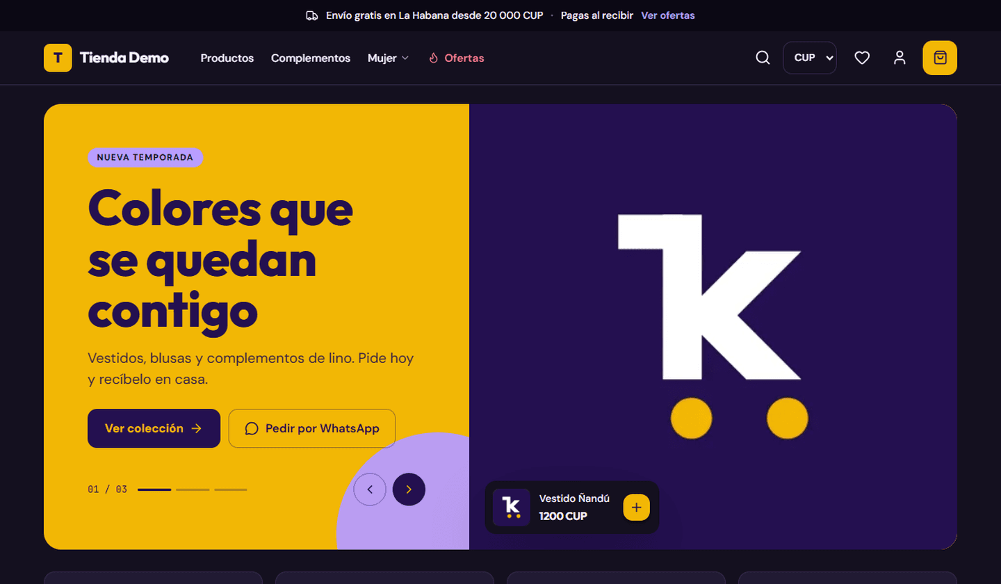 The same store with the Dark theme