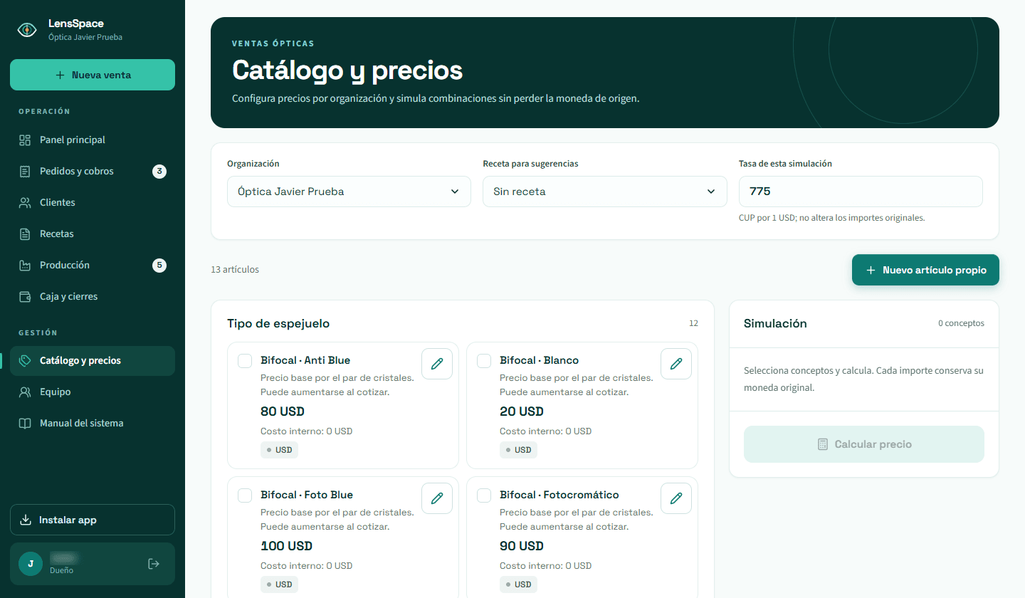 Catálogo y precios