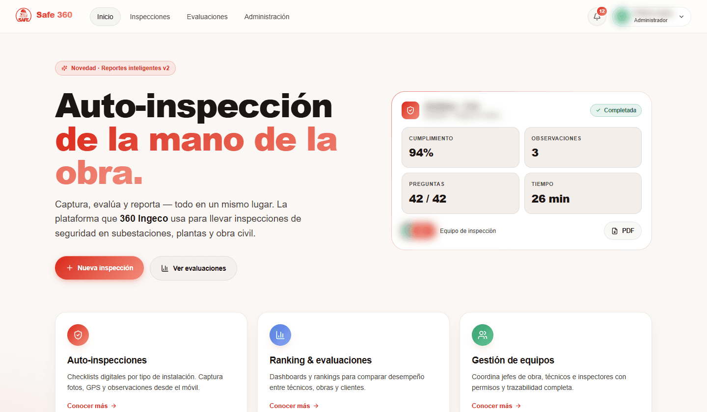 Pantalla de Self Inspection