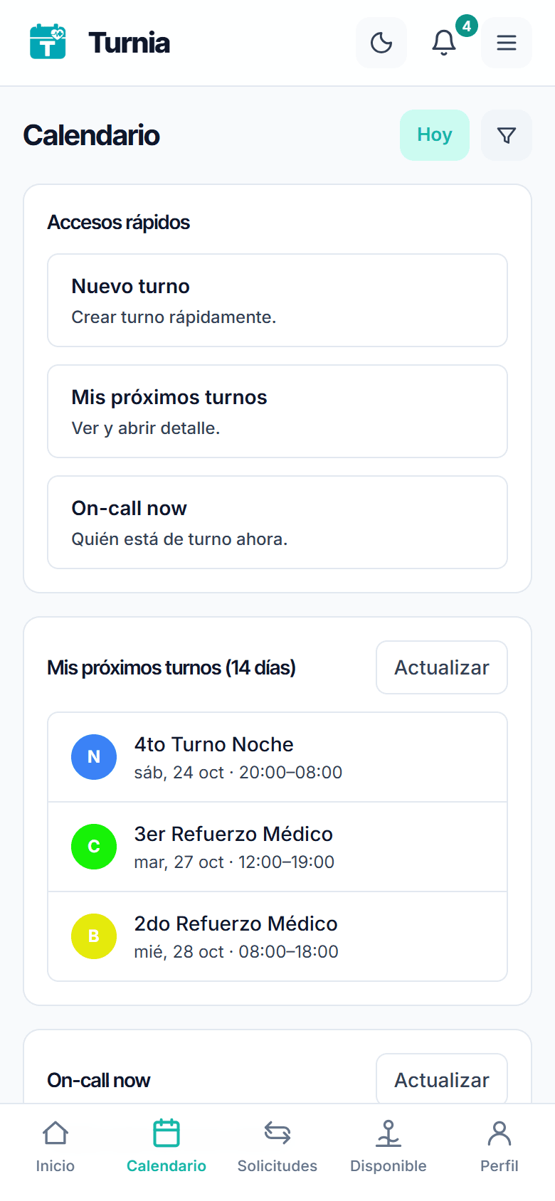 Turnos en el móvil
