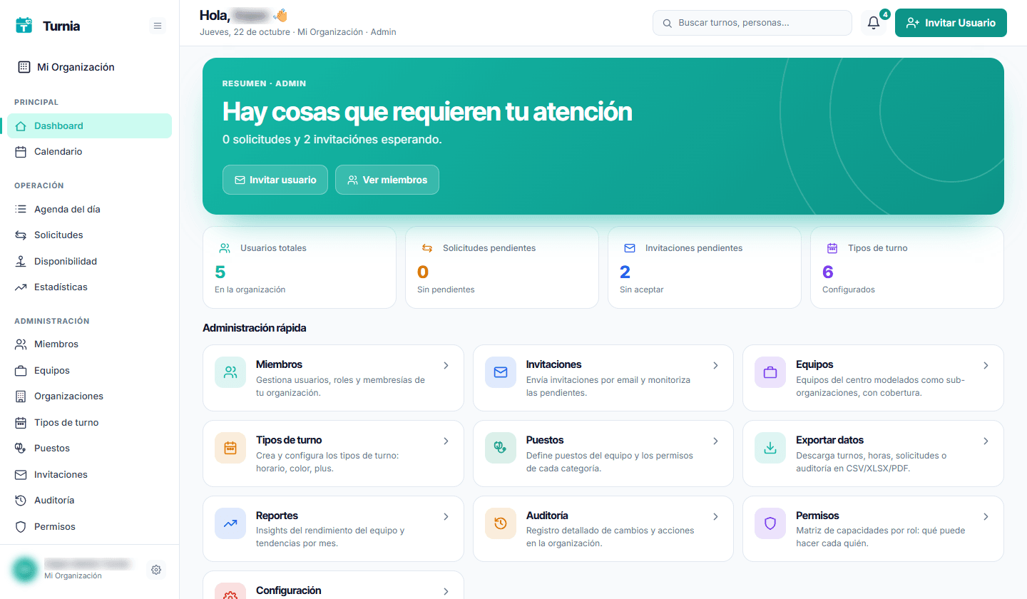 Panel de administración