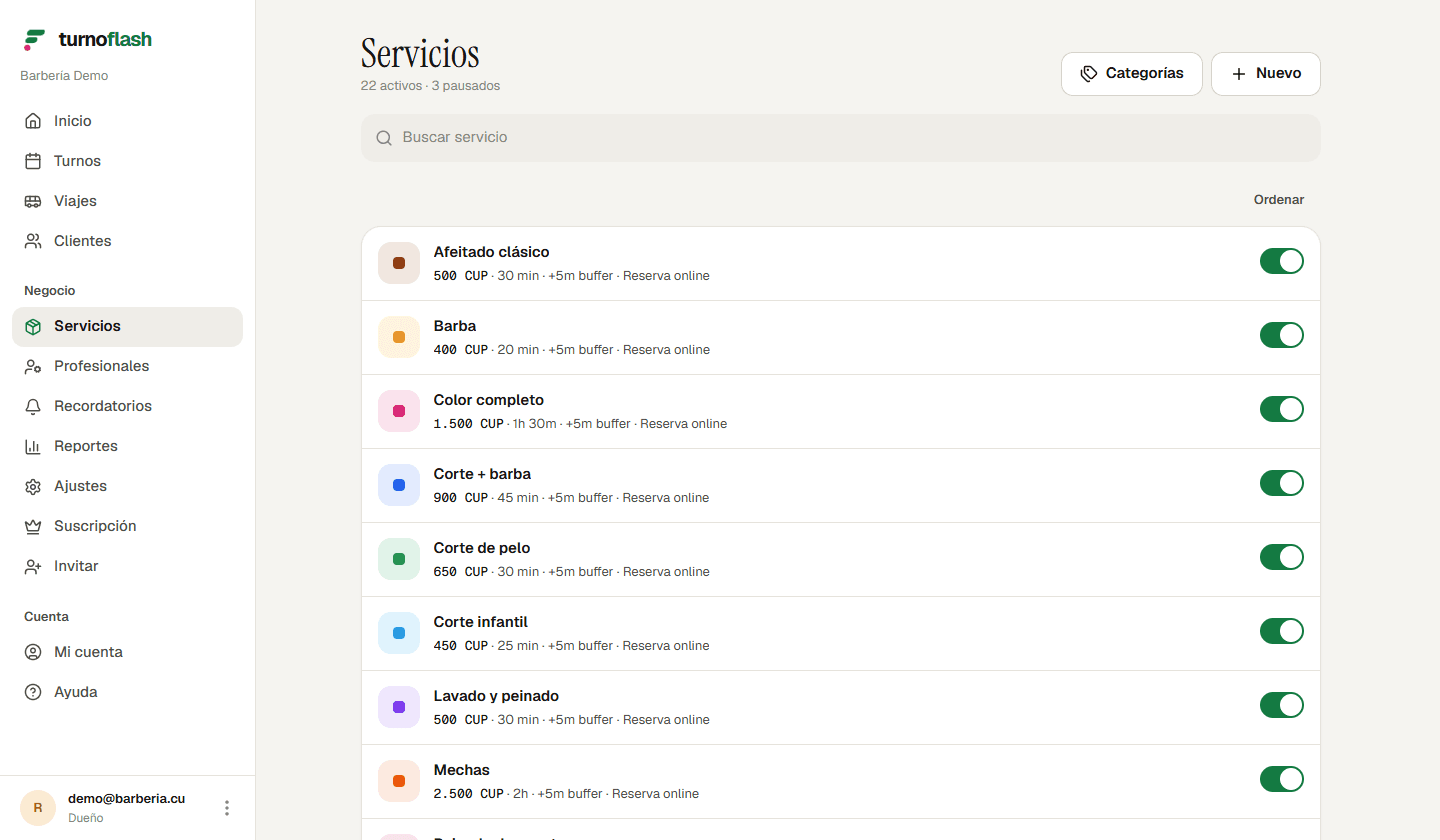 Servicios y precios